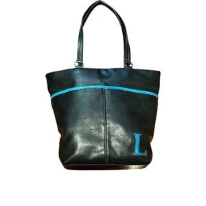 Liz Claiborne Black Tote with Blue Trim!!!! Says L!